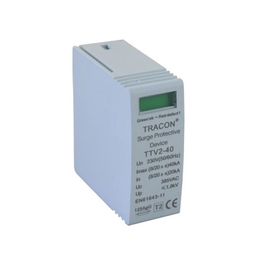 Tracon TTV2-40-DC-1000-G DC túlfszültség levezető betét, 2-es típus, szikraközös 1000 VDC, 20/40 kA (8/20µs)