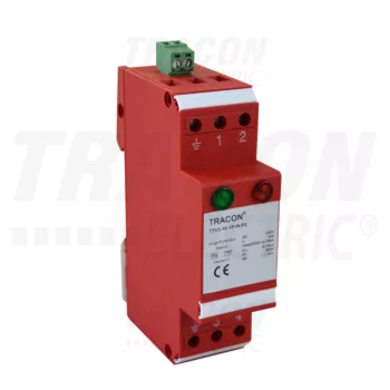   Tracon TTV3-10-1P+N/PE AC túlfeszültség levezető, 3-as típus, egybeépített, 1,5 mod 230 V, 50 Hz, 5/10 kA (8/20 us), 1P+N/PE