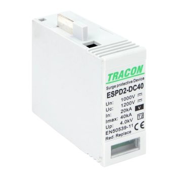   Tracon ESPD2-DC40-1000V T2 DC típusú V túlfeszültség levezető, betét 1000V Ucpv: 1200V; In:20kA; Imax:40kA; Up:4kV; Var