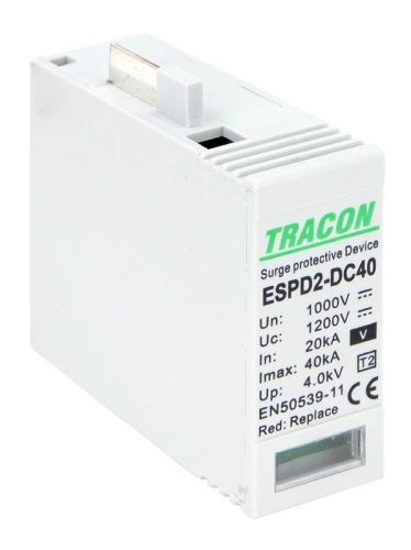 Tracon ESPD2-DC40-1000V T2 DC típusú V túlfeszültség levezető, betét 1000V Ucpv: 1200V; In:20kA; Imax:40kA; Up:4kV; Var