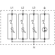Tracon ESPD1+2-12.5-3+1P T1+T2 AC típusú túlfeszültség levezető, cserélhető betéttel Uc:275V; Iimp:12,5kA; In:20/40kA; Imax:50kA; Up:1,3kV; 3+1P