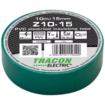 Tracon Z10-15 PVC szigetelőszalag zöld 10m 15mm