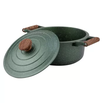   Nava 10-255-031 Ωmega tapadásmentes öntött alumínium lábas fedővel, kőbevonattal, 24 cm