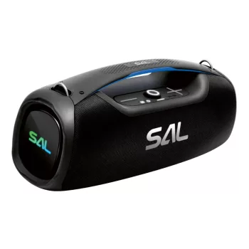   SAL BT9000 hordozható boombox, vezeték nélküli hangszóró, 100 W, IPX5, BT TWS, AUX, USB/microSD, Soft Touch gombok, ~10 h üzemidő, USB-C töltőkábel