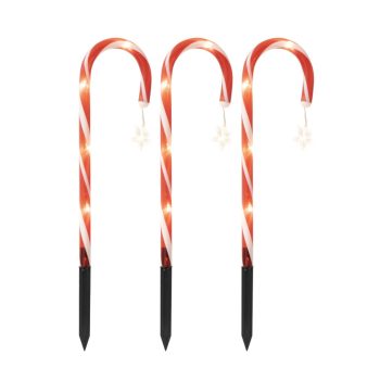   HOME CDY3LED világító cukorbot szett, kül- és beltéri kivitel, 3 db cukorbot vezetékkel összekötve, cukorbotonként 5 db melegfehér LED