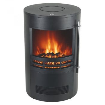   HOME FKK 14 Elektromos látványkandalló, álló, fekete, hengeres kivitel, 1000 W / 2000 W teljesítménnyel