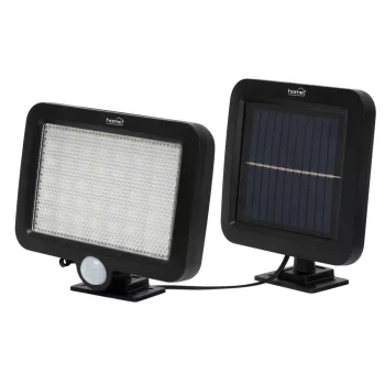   HOME FLP250SOLAR napelemes LED reflektor, 250 lm, PIR mozgásérzékelő, 120° 5m, 56 db hidegfehér SMD LED, energiatakarékos, műanyag, IP44