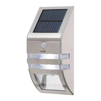   HOME FLP30SOLAR napelemes LED lámpa, 30 lm, PIR mozgásérzékelő, 3-5m, 2 db hidegfehér SMD LED, energiatakarékos, fém + műanyag, IP44