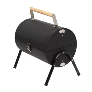   HOME GR01 hordozható asztali grill, faszén, faszénbrikett, nyitott vagy zárt fedél, 2 rostély, 2 széntartó rács, 22 cm rostélymagasság asztaltól