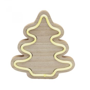   HOME LED-es fa asztali dísz, fenyő, neon-light, melegfehér ( KAD 28 )