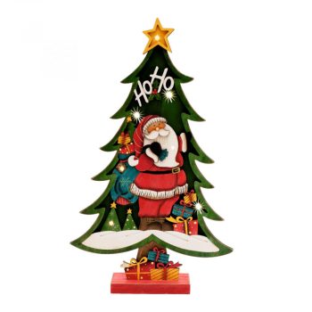   HOME LED-es fa asztali dísz, zöld fenyő, színes Mikulás, 7 LED ( KAD 37 )