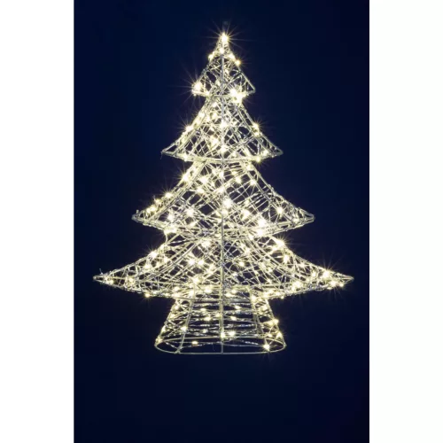 Home KAD45 fém fenyő dekoráció, 160db melegfehér micro LED, 5 m tápvezeték, adapteres tápellátás, beltéri kivitel