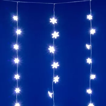   HOME KAF50WH LED-es hópehely fényfüggöny, 1,35 m, 50 db hidegfehér LED, hálózati tápellátás, beltéri kivitel