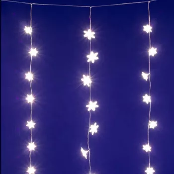   HOME KAF50WW LED-es hópehely fényfüggöny, 1,35 m, 50 db melegfehér LED, hálózati tápellátás, beltéri kivitel