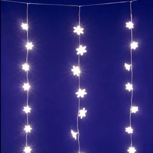 HOME KAF50WW LED-es hópehely fényfüggöny, 1,35 m, 50 db melegfehér LED, hálózati tápellátás, beltéri kivitel