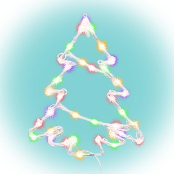   HOME KID502M fenyőfa ablakdísz, 35 db színes LED, 2 tapadókorong, fehér tápkábel, 33 x 28 cm