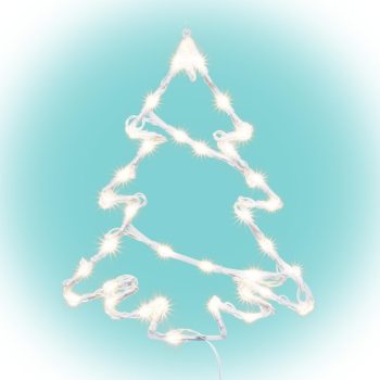   HOME KID502WW fenyőfa ablakdísz, 35 db melegfehér LED, 2 tapadókorong, fehér tápkábel, 33 x 28 cm