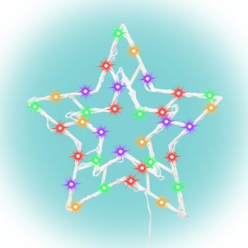   Home KID503M csillag ablakdísz, 35 db színes LED, 2 tapadókorong, fehér tápkábel, 33 x 28 cm