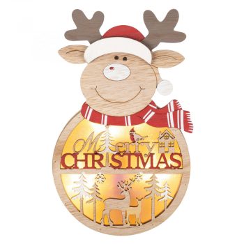   HOME KLW 21 R Fa ablak-, ajtódísz, rénszarvas, melegfehér LED, beltéri, fa ablak-, ajtódísz, rénszarvas