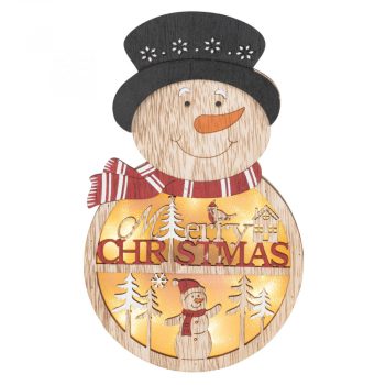   HOME KLW 21 S Fa ablak-, ajtódísz, hóember, melegfehér LED, beltéri, fa ablak-, ajtódísz, hóember