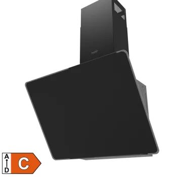   HOME Konyhai páraelszívó CYCLONE 60 cm, fekete üveg, 3 sebességfokozat, 1,5W-os LED lámpával, max. 105W teljesítmény, max. légszállítás 390 m3/h, 62dB zajszint, C energiaosztály ( KPE 6039G )