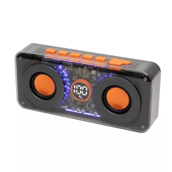   SAL MECHAPOWER vezeték nélküli hangszóró és multimédia-lejátszó, 2 x 10 W, RGB LED, BT TWS, USB-C, ~8 óra üzemidő, superbass mélysugárzó