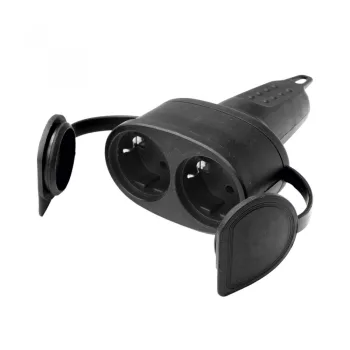   HOME NGA 02 dupla földelt aljzattal, egyenes kábelvezetéssel fekete színben ( NGA 02 )