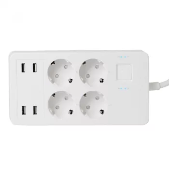   HOME SMART (WiFi) elosztó, 4 aljzat, 4 USB, 1,5 m ( NV 4 WIFI )