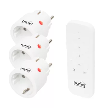   HOME TH2313 távirányítható mini hálózati aljzat szett, 2300 W, 3 aljzat + 1 távirányító, 40m hatótáv