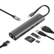 HOME USBHUB7 dokkoló állomás, Gigabit RJ45, 4K HDMI HDR, egér, billentyűzet, TF/microSD, SD, 2 TB USB tároló, merevlemez, ~100 W PD, plug & play