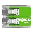 Wago 221-422 GREEN vezeték összekötő 2 x 0,2-4mm2 -es tömör és sodrott vezetékhez, oldható, lapos kivitel, átlátszó házban (újrahasznosított anyagból készült)