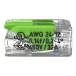 Wago 221-422 GREEN vezeték összekötő 2 x 0,2-4mm2 -es tömör és sodrott vezetékhez, oldható, lapos kivitel, átlátszó házban (újrahasznosított anyagból készült)