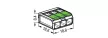 Wago 221-423 GREEN vezeték összekötő 3 x 0,2-4mm2 -es tömör és sodrott vezetékhez, oldható, lapos kivitel, átlátszó házban (újrahasznosított anyagból készült)