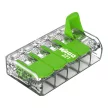 Wago 221-425 GREEN vezeték összekötő 5 x 0,2-4mm2 -es tömör és sodrott vezetékhez, oldható, lapos kivitel, átlátszó házban (újrahasznosított anyagból készült)