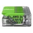 Wago 221-425 GREEN vezeték összekötő 5 x 0,2-4mm2 -es tömör és sodrott vezetékhez, oldható, lapos kivitel, átlátszó házban (újrahasznosított anyagból készült)