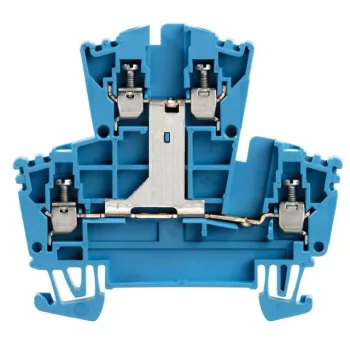   Weidmüller 1022380000 WDK 2.5V BL Kettő vezetős Átvezető sorkapocs, Kétemeletes sorkapocs, Csavaros csatlakozás, 2.5 mm2;, 400 V, 24 A, Kék
