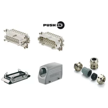   Weidmüller 1027640000 HDC KIT HE-P 16.120 HDC-készletek-Nagy igénybevételre tervezett csatlakozók, Készlet, HE, Méret: 6, Pólusok: 16, PUSH IN, 500 V, 16 A, alumínium présöntvény, PG 21
