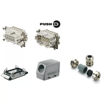   Weidmüller 1027680000 HDC KIT HE-P 10.110 HDC-készletek-Nagy igénybevételre tervezett csatlakozók, Készlet, HE, Méret: 4, Pólusok: 10, PUSH IN, 500 V, 16 A, alumínium présöntvény, PG 16