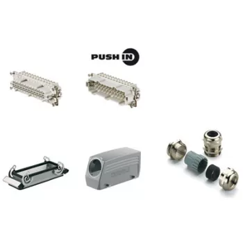   Weidmüller 1061780000 HDC KIT HE-P 24.130 HDC-készletek-Nagy igénybevételre tervezett csatlakozók, Készlet, HE, Méret: 8, Pólusok: 24, PUSH IN, 500 V, 16 A, alumínium présöntvény, PG 21