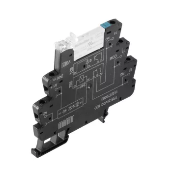   Weidmüller 1122740000 TRS 5VDC 1CO, Komplett relé 1 váltóérintkező (CO) AgNi, 5V DC +/-20 % vezérlőfeszültség, 6A folytonos áram, csavaros csatlakozás (Microseries)