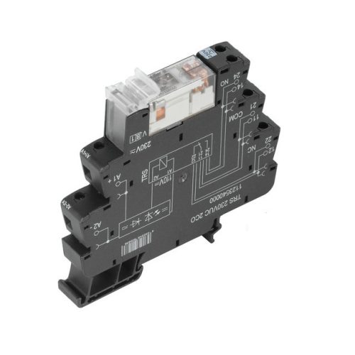 Weidmüller 1123580000 TRS 24-230VUC 2CO TERMSERIES, Relék, Érintkezők száma: 2 Váltóérintkező AgNi, Névleges vezérlőfeszültség: 24…230 V UC ±10 %, Folytonos áram: 8 A, Csavaros csatlakozás