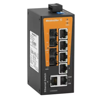   Weidmüller 1240930000 IE-SW-BL08-6TX-2ST Hálózati switch, nem konfigurálható, Fast Ethernet, Portok száma: 6x RJ45, 2 * ST multimódusú, IP30, -10 °C...60 °C