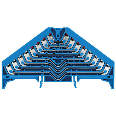 Weidmüller 1267840000 PRV 8 BL 35X7.5 RT/WS P-sorozat, Rendezőelosztó, Névleges keresztmetszet: 1.5 mm2;, Szintek száma: 8, Csatlakozások száma: 32, Szín: Kék, A működési elemek színe: piros-fehér, TS 35 x 7,5
