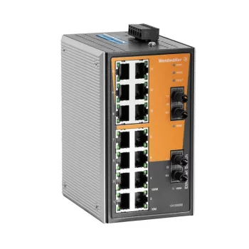   Weidmüller 1286620000 IE-SW-VL16T-14TX-2ST Hálózati switch, nem konfigurálható, Fast Ethernet, Portok száma: 14x RJ45, 2 * ST multimódusú, IP30, -40 °C...75 °C