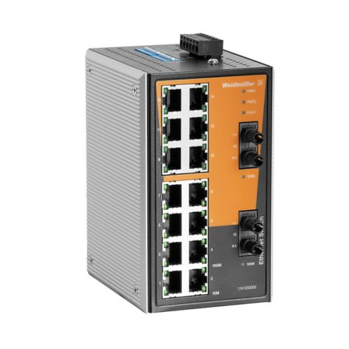 Weidmüller 1286620000 IE-SW-VL16T-14TX-2ST Hálózati switch, nem konfigurálható, Fast Ethernet, Portok száma: 14x RJ45, 2 * ST multimódusú, IP30, -40 °C...75 °C