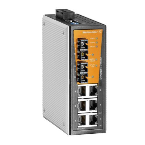 Weidmüller 1344770000 IE-SW-VL08MT-6TX-2SC Hálózati switch, konfigurálható, Fast Ethernet, Portok száma: 6x RJ45, 2 * SC multimódusú, IP30, -40 °C...75 °C