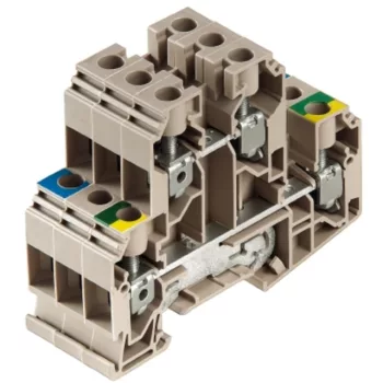   Weidmüller 1415540000 WDK 10 SET BCD Átvezető sorkapocs, Kétemeletes sorkapocs, Csavaros csatlakozás, 10 mm2;, 800 V, 57 A, Sötétbézs