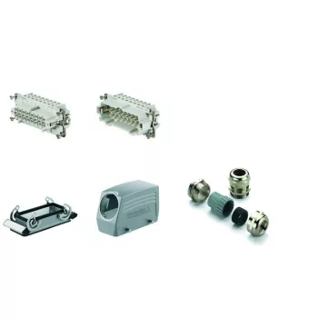   Weidmüller 1712520000 HDC-KIT-HE 16.120 Nehézcsatlakozó készlet HDC-készletek-Nagy igénybevételre tervezett csatlakozók, Készlet, HE, Méret: 6, Pólusok: 16, Csavaros csatlakozás, 500 V, 16 A, alumínium présöntvény, PG 21