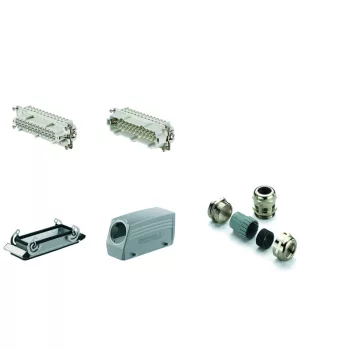   Weidmüller 1712530000 HDC-KIT-HE 24.130 Nehézcsatlakozó készlet HDC-készletek-Nagy igénybevételre tervezett csatlakozók, Készlet, HE, Méret: 8, Pólusok: 24, Csavaros csatlakozás, 500 V, 16 A, alumínium présöntvény, PG 21