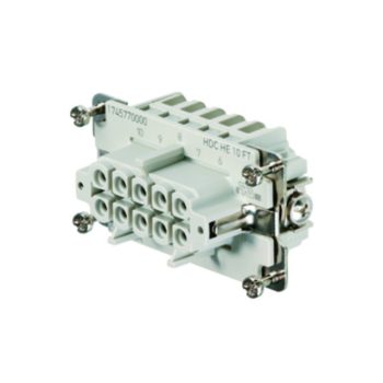   Weidmüller 1745770000 HDC HE 10 FT Nehézcsatlakozó betét mama HDC-betét, Hüvely, 500 V, 16 A, Pólusszám: 10, Húzókengyeles csatlakozás, Méret: 4